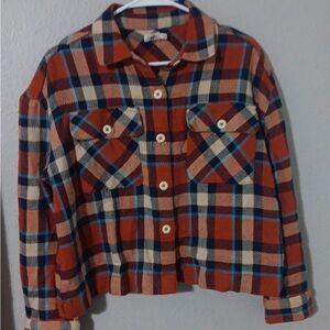 Plaid Button-Up Shirt Jacket Organic Cotton